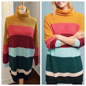 Color Block Stripe Cowl Neck Tunic/Sweater by Farm Rio